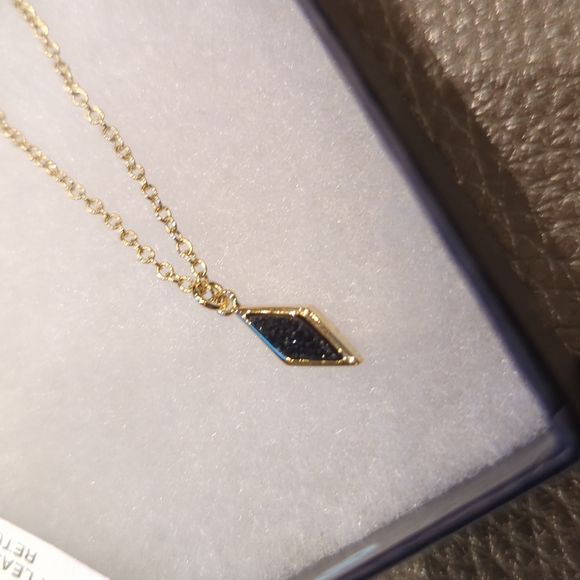 Blue Ruby 14k plated Druzy Diamond Shaped Necklace - Picture 2 of 5